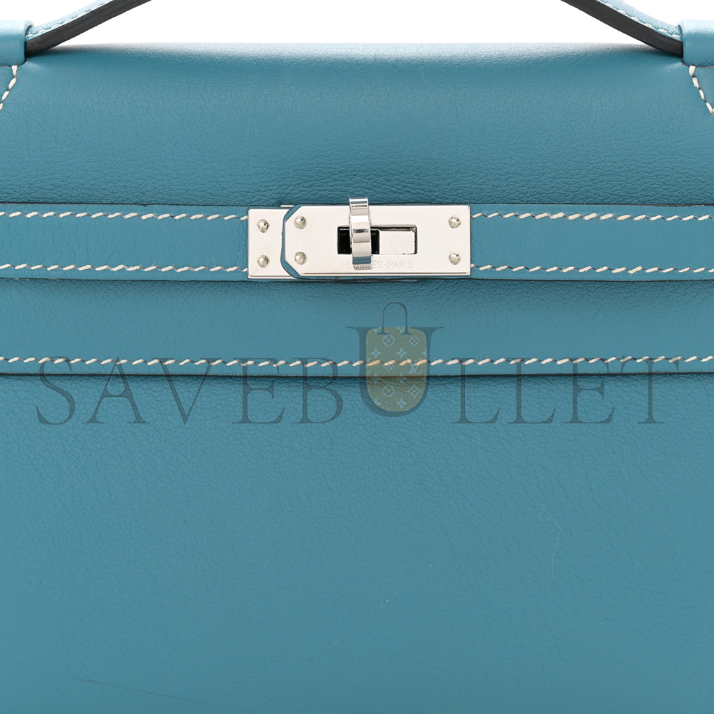 HERMÈS MASTER SWIFT KELLY POCHETTE CLUTCH BLUE JEAN (22*14*7cm)